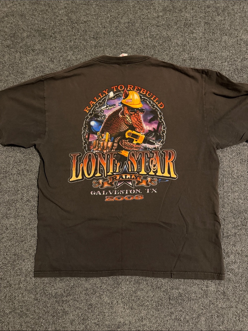 Anvil Lone Star Rally Graphic Tee - Brown with Yellow & Orange Accents